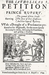 La petición de los católicos al Príncipe Rupert (1619-82) 1644
